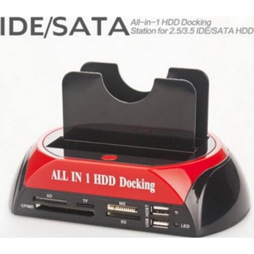 Multipurpose All in 1 2.5 3.5 IDE+SATA hard drive dual base high speed USB2.0 HUB Card reader