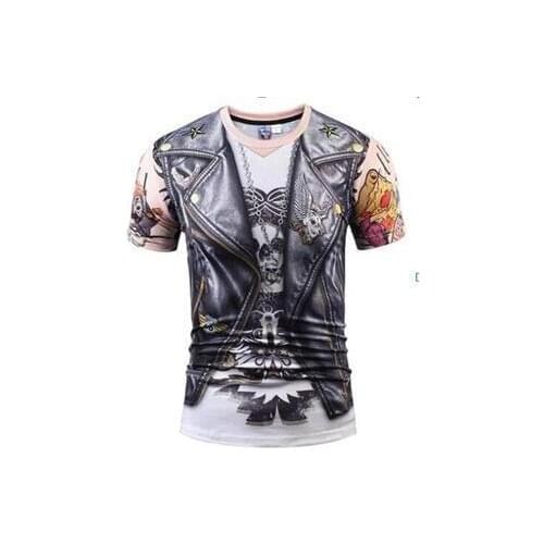 Skull T shirt Men Skeleton tshirt Punk Rock Tshirt tattoo leather jacket T-shirts 3d Print T-shirt Vintage Men Clothing Summer