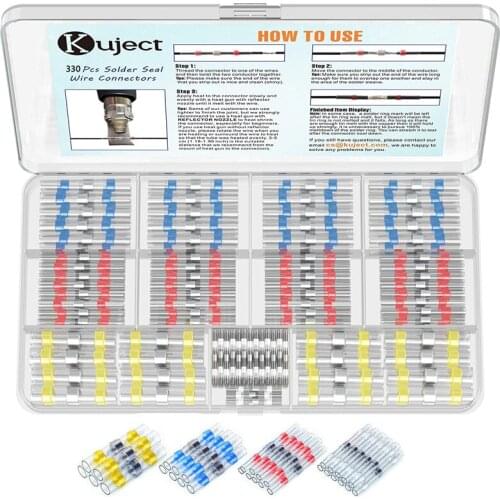 30/800pcs Solder Seal Wire Connectors Kit Heat Shrink Butt Connectors Waterproof Insulated Electrical Wire Terminals for car