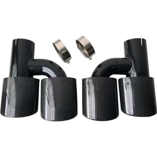1pcs Pair H Style For Universal Oval Shape Glossy Carbon Exhaust Tail Tips Auto Muffler Glossy Black Exhaust Pipes SZ2006