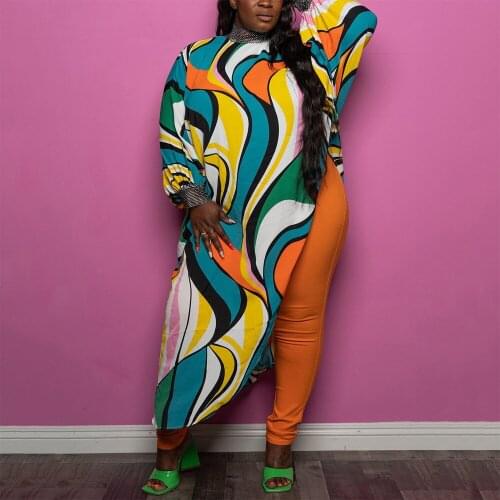 New Asymmetric Blouse for Women Autumn Fall Printed Full Sleeve Pullvoers Loose Large 4XL 5XL Fashion Elegant Evening Night Tops