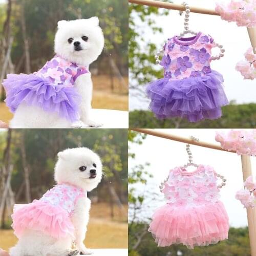 New Spring And Summer Dog Dress Cotton Floral Print Dog Skirt Yorkshire Yorkie Clothes Puppy Clothing Small Pet Apparel Outfit