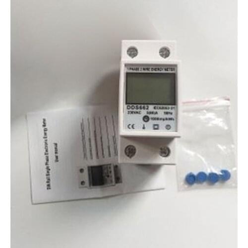 Backlit Single Phase Two Wire LCD Digital Display Wattmeter Power Consumption Energy Meter kWh AC 230V 50Hz Din Rail