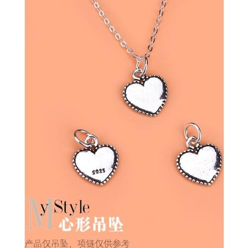 Retro lace heart-shaped retro necklace bracelet pendant S925 sterling silver jewelry DIY accessories