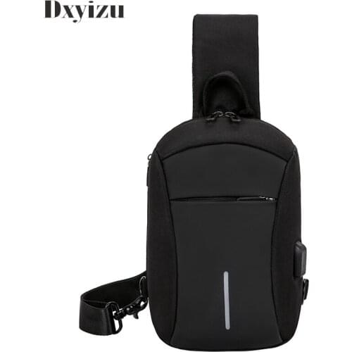 Leisure Casual Anti Theft Travel Chest pack Sling Bag Men Single Shoulder Strap Cross Body Bags USB Charging Plug Pack Male
