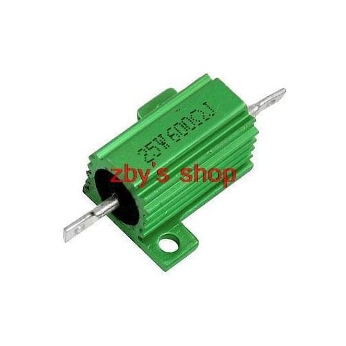 5% 600 Ohm 25 Watt Green Aluminum Housed Clad Wirewound Resistor