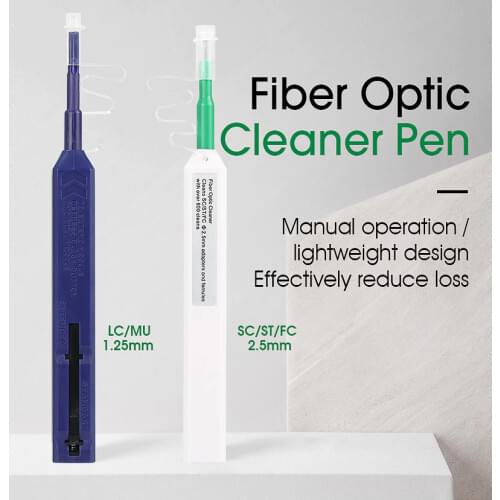 2PCS/lot Fiber Optic Cleaner Pen LC/SC/FC/ST 1.25mm+2.5mm 800 Cleans Anti static connector Adapter Cleaning Pen Smart cleaner SC