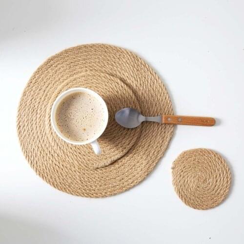 Straw Weave Coaster Handmade Placemat Cup Bowel Pot Mat Pad Holder Tableware Mats Pads Napkins On The Table