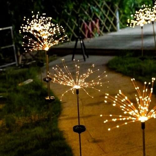 Solar Light Outdoor Fireworks Shape Lights 200/120 LED Garden Lights Pathway Fairy LED Christmas Decoration for Garden Patio