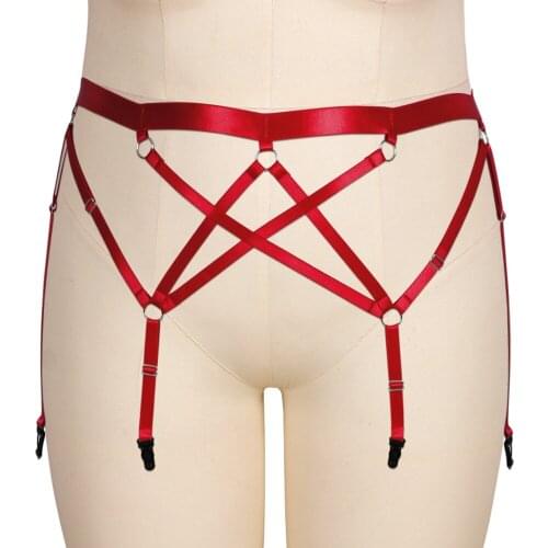 Wine Red Plus Size Lingerie Exotic Accessories Garters Harness Fashion Plump Women Punk Gothic Fetish Elastic Bondage Carnival