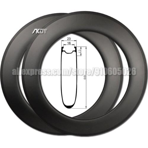 High Profile 700c Rim Carbon Road V Brake Track Carbon Rim 88mm Tubeless Ready for Time Trial Bike