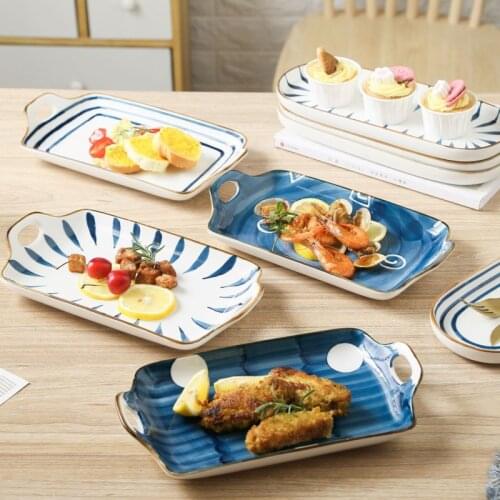 Japanese Fashion hand-painted ceramic Western plate steak dessert pizza plate household dish sushi fruit plate dinner plates