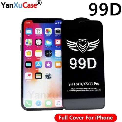 10pcs/lot 99D Tempered Glass For iPhone 12 Mini 11 Pro Max XS XR X 8 7 6S Plus SE2 Full Coverage Cover Curved Screen Protector