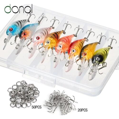 DONQL 8pcs/ Set Hard Baits Wobbler Minnow Fishing Lures 4.7g 6cm Crankbaits Fishing Bait Kit With Treble Hooks And Split Rings