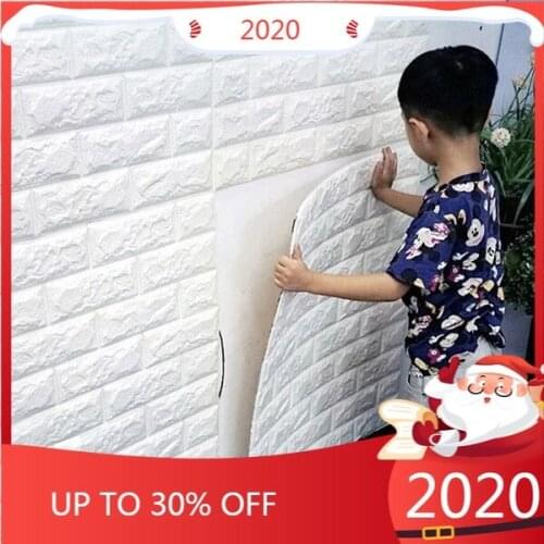 3D Wall Stickers PE Foam 3D Wallpaper DIY Wall Stickers Wall Decor Embossed Brick Stone