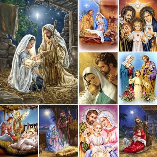 5D DIY Diamond Painting Religious Jesus Set Cross Stitch Full Drill Square Embroidery Mosaic Art Picture of Rhinestones Decor