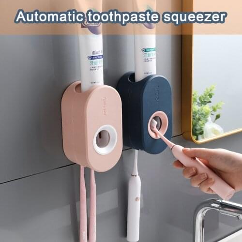 Household Automatic Toothpaste Squeezer Wall-Mounted Toothpaste Holder Hostel Home Punch-Free Toothbrush Rack Toothpaste Squeeze