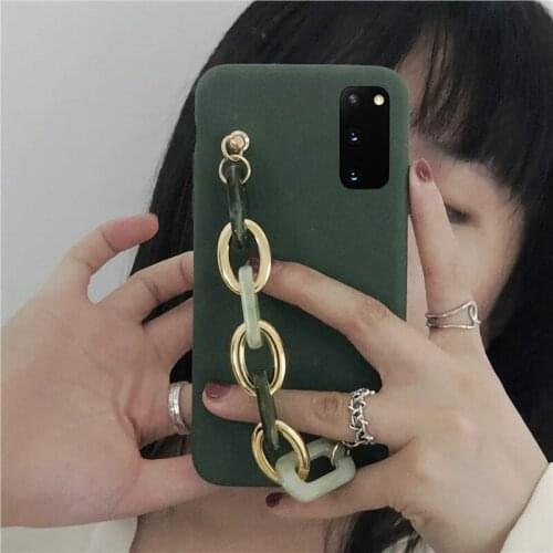 Luxury Fashion Solid color case For Samsung A50 A51 A70 A71 A30 A31 A21S A20S A10 A32 A52 A72 Korea Emerald Bracelet Soft Cover