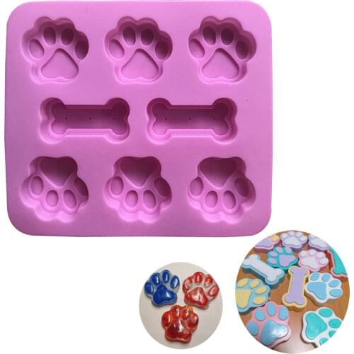 Dog Footprint Feet Mould Cake Molds Bone Mold Creative Cookie Fondant 3D DIY Cat Paw Silicone Bakeware Kitchen Accessories
