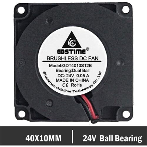 Gdstime 40mm x 10mm DC 24V 2 Pin 4010 Ball Bearing Brushless Cooling Cooler Small Mini Blower Fan