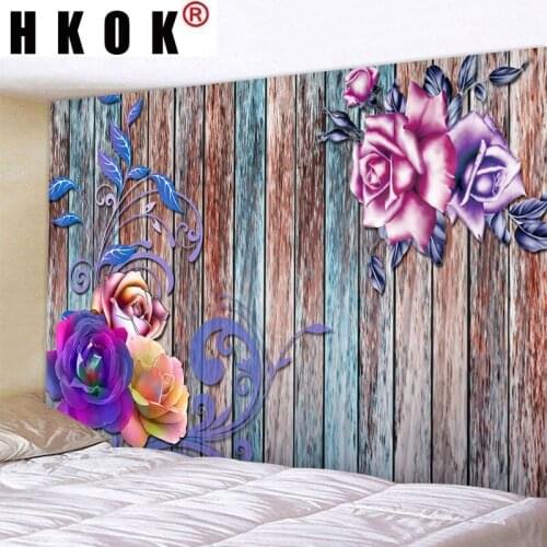 HKOK Flower Tapestry Wall Rugs Wall Hanging Covering Fabric Mural Background Cloth Towel Beach Fabric Blanket Living Home Decor