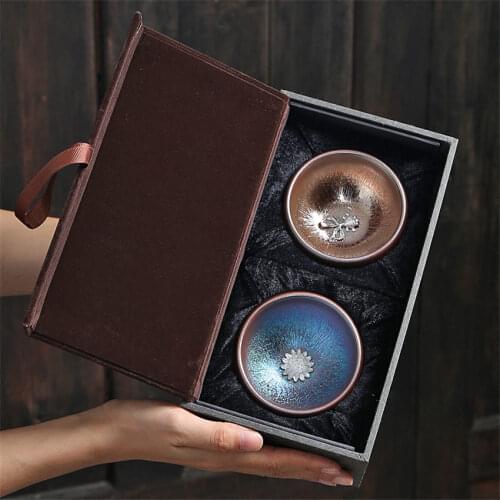 Chinese Inlaid silver kiln turned ceramic tea Cup Kung Fu teaset Small Porcelain Teapot Teacup Tea Accessories Drinkware