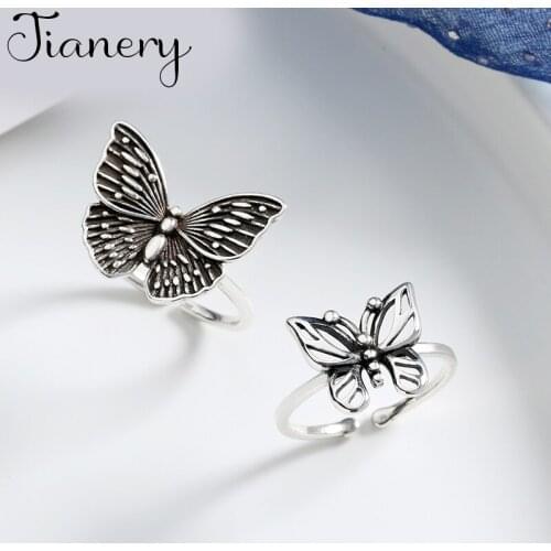 Personality Punk Vintage Big Butterfly Rings For Women Men Resizable Size Rings Fashion Trendy Boho Jewelry 2021