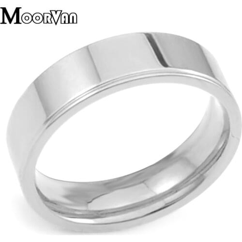 Moorvan men ring,stainless steel ring round simple stylish jewelry women men wedding bands bijoux bague pour homme