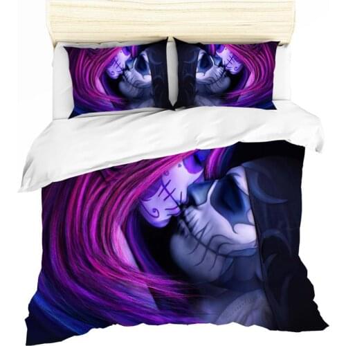 2/3 Pieces Skull Bedding Set 3D Printed Duvet Cover Boy And Girl Kiss Bed Set Colorful Soft Comforter Romantic Bedding Sets