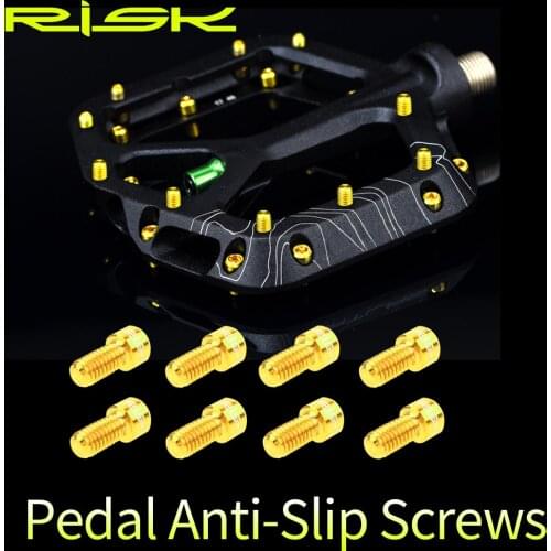 RISK 8pcs/box Titanium Alloy Road Mountain Down Hill Bike Bicycle M4x8 mm Anti-slip Pedal Fixing Bolts Screws