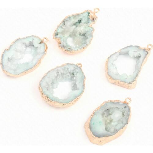 Fashion Drop-shaped Nature Stone Pendant Diy Bracelet Necklace Charm Jewelry Making 20x32mm