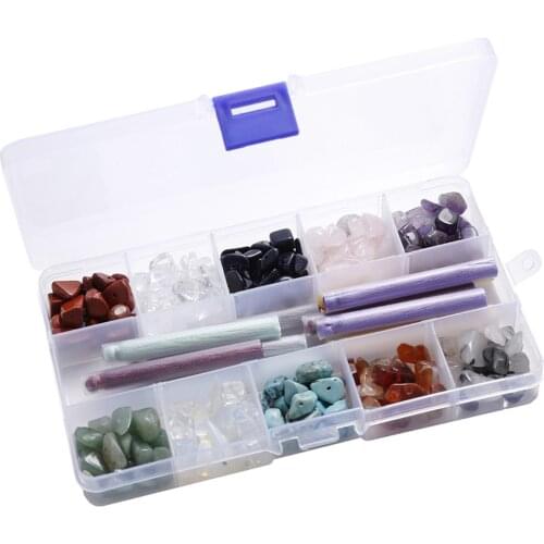 Set of 340 Mixed Natural Gemstone Beads Chunked Chips Tassels for Jewelry Making
