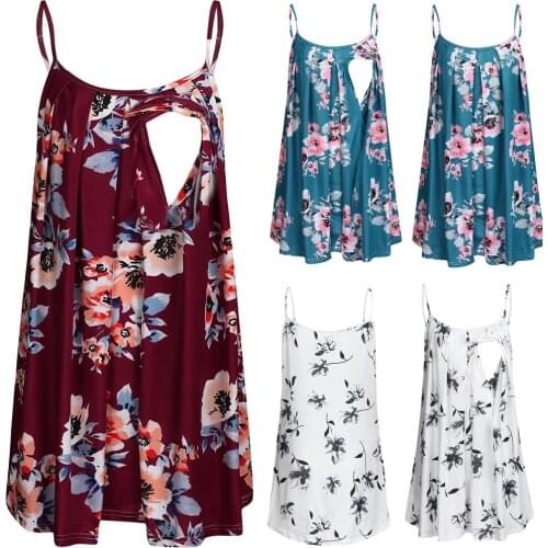 New Summer Nursing Camisole Women Pregnant Nusring Maternity Sleeveless Tops Straps Floral Print Femme Breastfeeding Tops
