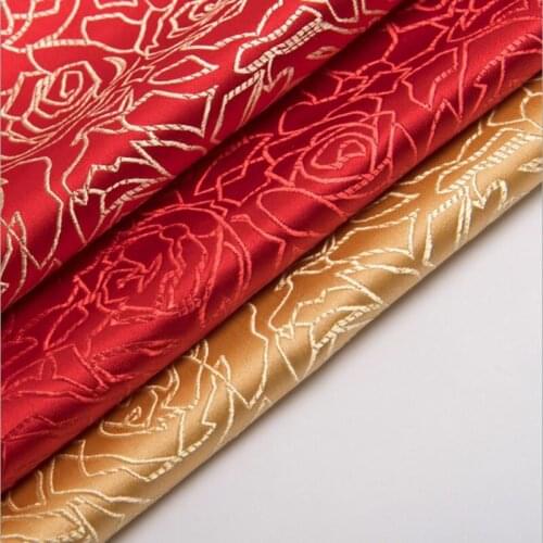 New arrival brocade yarn dyed rose fabric for patchwork felt tissue telas dress bed sheet children cloth coat 100x75cm
