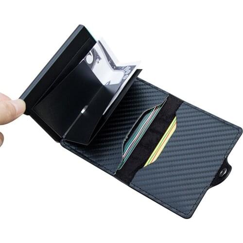 New Purse Multifunctional RFID Anti-scanning Card Holder Retro Carbon Fiber Card Holder Men Slim Wallet Anti-theft Card Case
