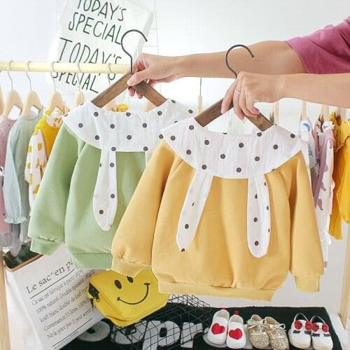 Autumn Winter Children Kids Baby Girls Fleece Hoodies Print Dot Sweatshirts Long Sleeves Sweater Baby Girl T-shirt Clothes