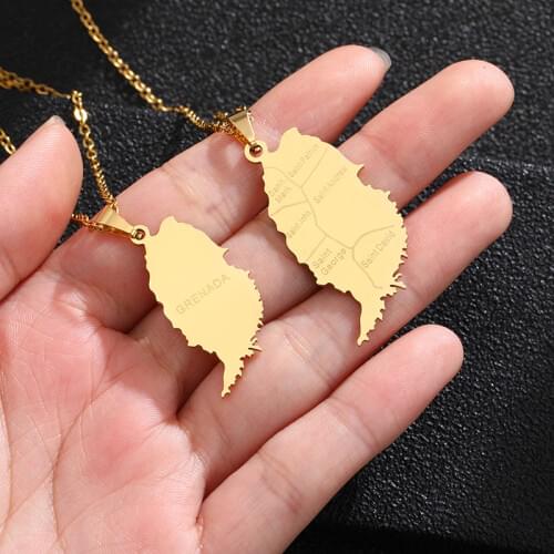 SONYA GRENADA Map Pendant Necklaces For Women/Men Stainless Steel Material Gold Color Charm Gabuutih Jewelry Gift