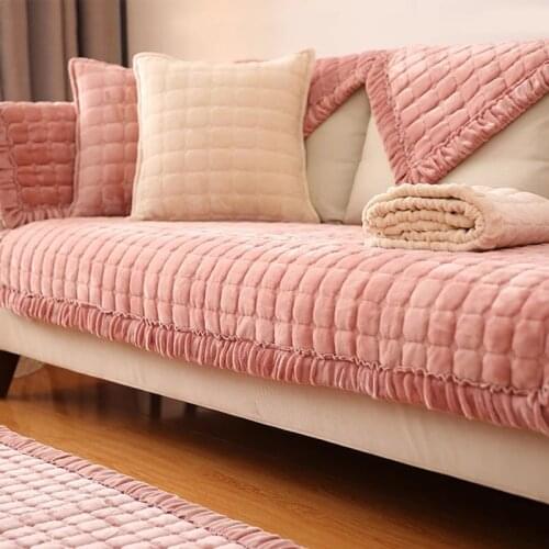 Thicken Plush Sofa Towel European Living Room Decor Sofa Protector Furniture Non-slip Couch Cover for Home Bay window Cushion