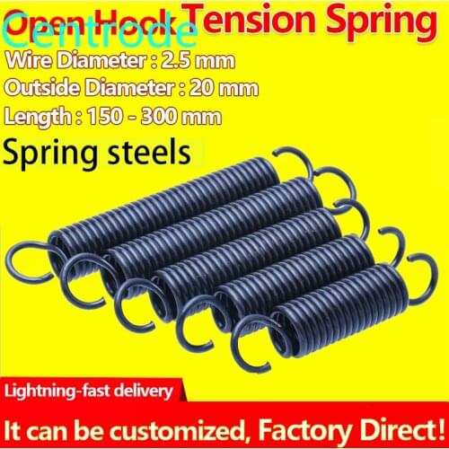 Open Hook Tension Spring Pullback Spring Coil Extension Spring Draught Spring Wire Diameter 2.5mm Outer Diameter 20mm