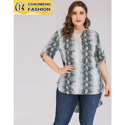 Plus Size High Quality Print Design Fashion Tops For Women Ropa Simple Blouse America Europe Africa Defacto Femme Oman Clothing