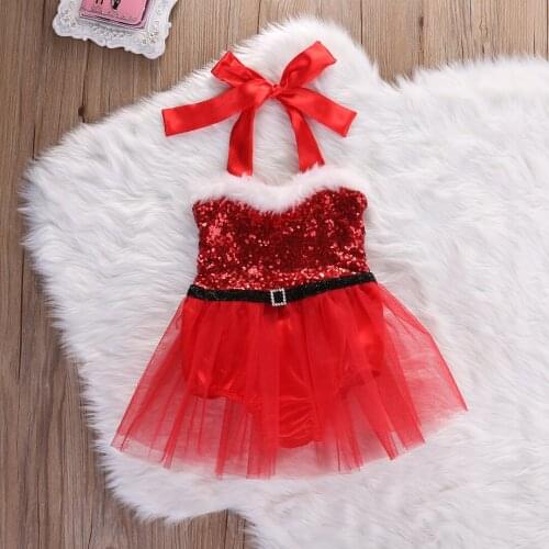 Christmas Newborn Infant Baby Girls Rompers Jumpsuit Tutu Lace Dress XMAS Outfits Costume princess baby girl clothing