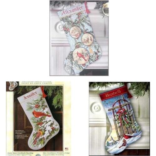 Christmas sock cartoon patterns Counted Cross Stitch 11CT 14CT 18CT DIY Chinese Cross Stitch Kits Embroidery Needlework Sets