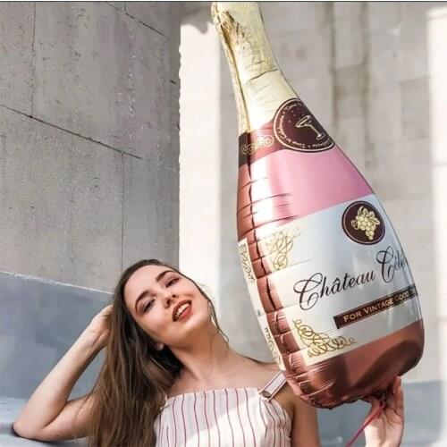 Rose Gold Champagne Bottle Glass Balloons Happy Birthday Party Decorations Globos Wedding Valentines Anniversary Decor Supplies