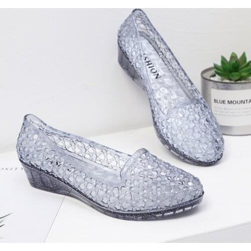 Crystal Peep Toe Sandals Womens Fashion Non-slip Jelly Transparent Hollow Sandals and Slippers Comfortable Net Shoes for Summer