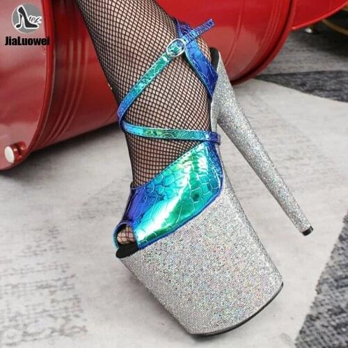 Crystal Show Stripper Heels Women 20CM High Heels Platforms Sandals Female Sexy Party Shoes Slipper