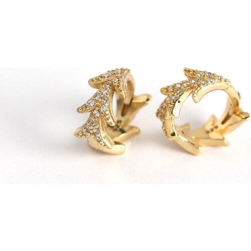 925 Sterling Silver Earring Fashion Leaves Ear Ring Colored Zircon Rhombus Ear Bone Nail Geometric Wild Simple Boy Girl Ear Jewe