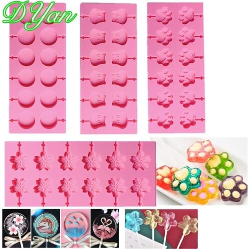 Cherry Silicone Lollipop Mold Candy Chocolate Molds Round Cake Decorating Form Bake Bakeware Tool Bear Lolipops Cake MoldsB104-6