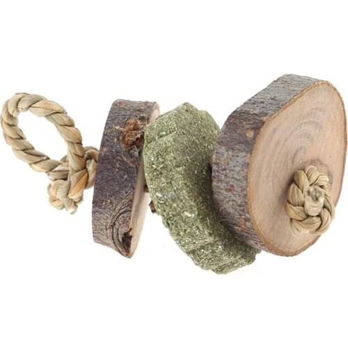 T84E Rabbit Grass Cake Pet Chinchillas Hamster Bite Rope Parrot Weed Grinding Teeth Wooden Molar Toy String