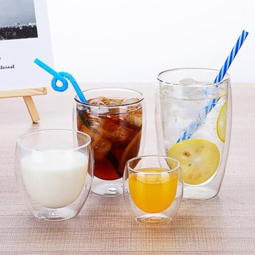 Heat Resistant Double Wall Glass Cup 80/250/350/450 Ml Beer Coffee Water Cups Transparent Cup Wholesale Drink Glass Set