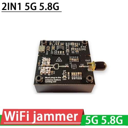2IN1 5G 5.8G WiFi jammer signal Shielded 5.2Ghz 5.8Ghz WIFI interference prevent WiFi Network jammer 1W RF power amplifier